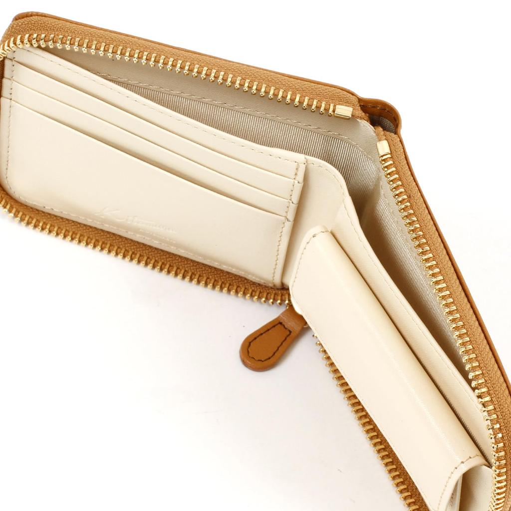 Handwritten style foil stamped logo wallet NH0853 61501 [Kitamura] bi-fold Camel/Beige [Brown]
