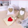 20pcs Heart-shaped Linen Drawstring Bag Valentine's Day Wedding Candy Gift Packaging Bag Drawstring Bag