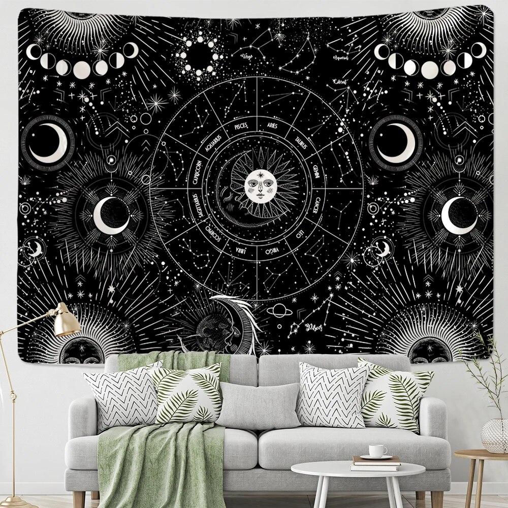 Sun God Moon God Tapestry Bohemian Style Wall Hanging Background Decoration Fabric Beautiful Mysterious Print Decoration