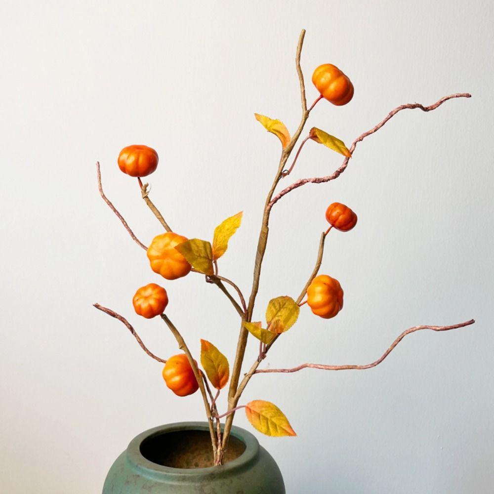 Real Touch Artificial Pumpkin Branches DIY Bouquets Fake Pumpkin Stems  Office Hotel Decor