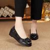 Shallow Wedge Heel Single Shoes Women's 2025 New Autumn Wedge Heel Black Soft Sole Soft Leather One Pedal Middle-aged Mother Leather Shoes