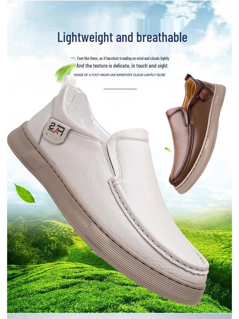 Chaussures décontractées à enfiler pour homme en cuir véritable Automne/Hiver 2025