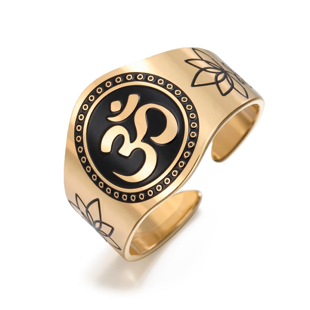 Unalome OM Symbol Prsten Duchovní Mantra Jóga Meditace Nastavitelný Prsten na Prst pro Ženy Muže Nerezová Ocel Šperky Buddhismus
