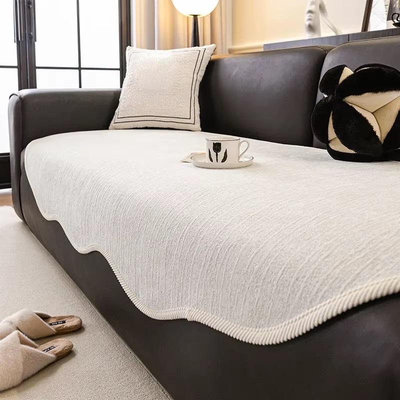 1pc Irregular Shape Chenille Sofa Covers for Living Room Non-Slip Solid Color Sofa Cushion Four Seasons Sofa Towel Seat Cushion