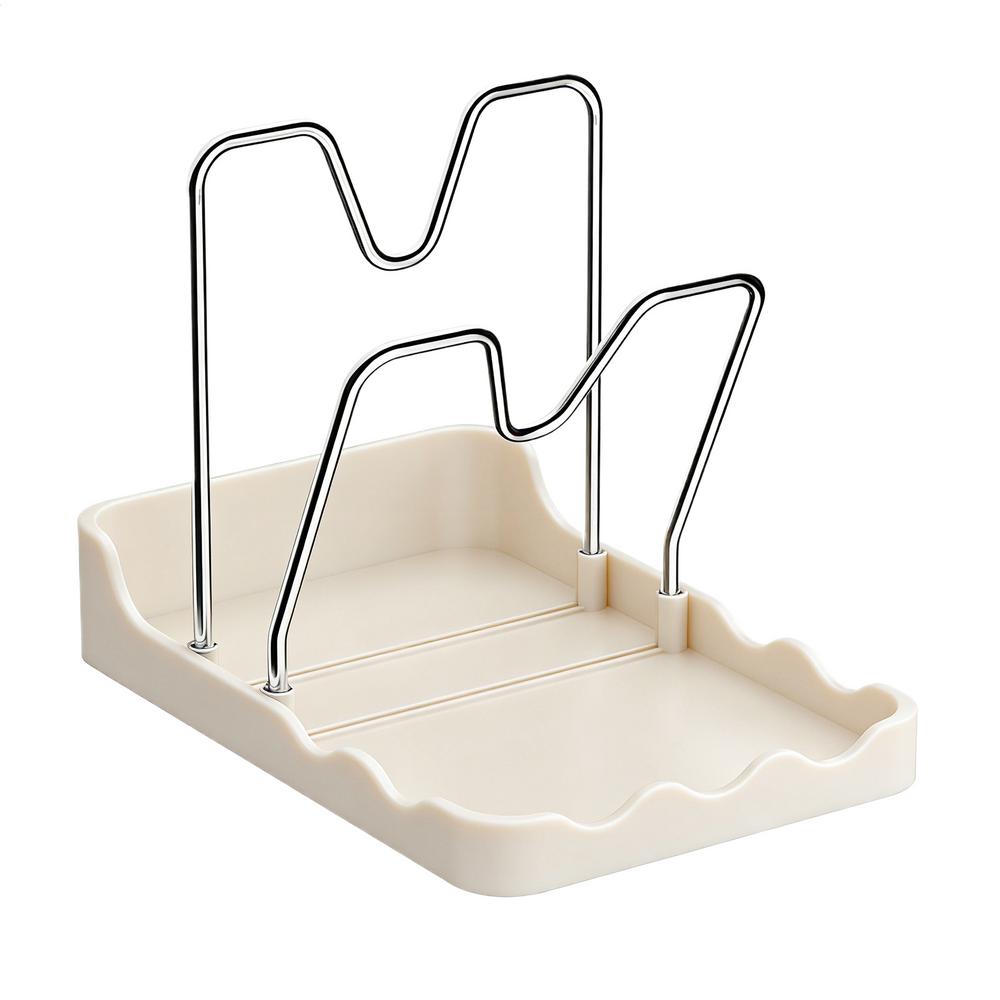 

Pan Lid Organizer Vertical Spoon Drying Shelf with Drip Tray Stainless Pan Cover Organizer for Kitchen Baking Cooking Pantry белый