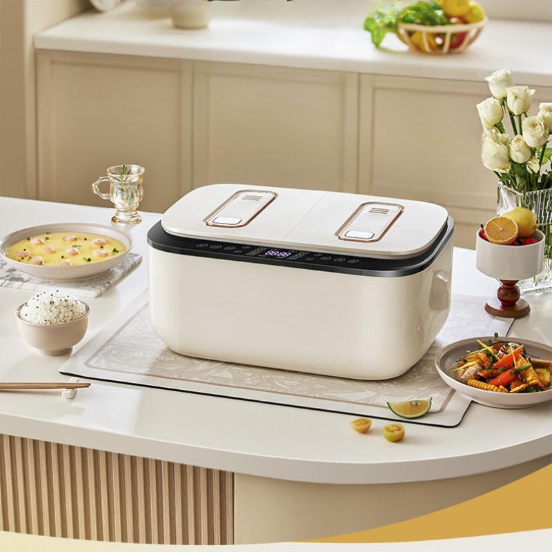 Panela de Arroz 220V Nova Inteligente Multifuncional Grande Capacidade Doméstica Dupla Camada Cozimento a Vapor Reserva