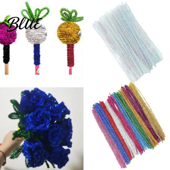Colorful Fuzzy Sticks Crafts Flexible 100Pcs Pipe Glitter for Kids Cleaners Art Chenille Stems Shiny Stem Wire Decorations Christmas