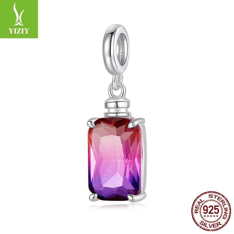 Gradual Change Rose Red Perfume Bottle Diy Pendant Accessories Exquisite Versatile S925 Silver Charm Beads