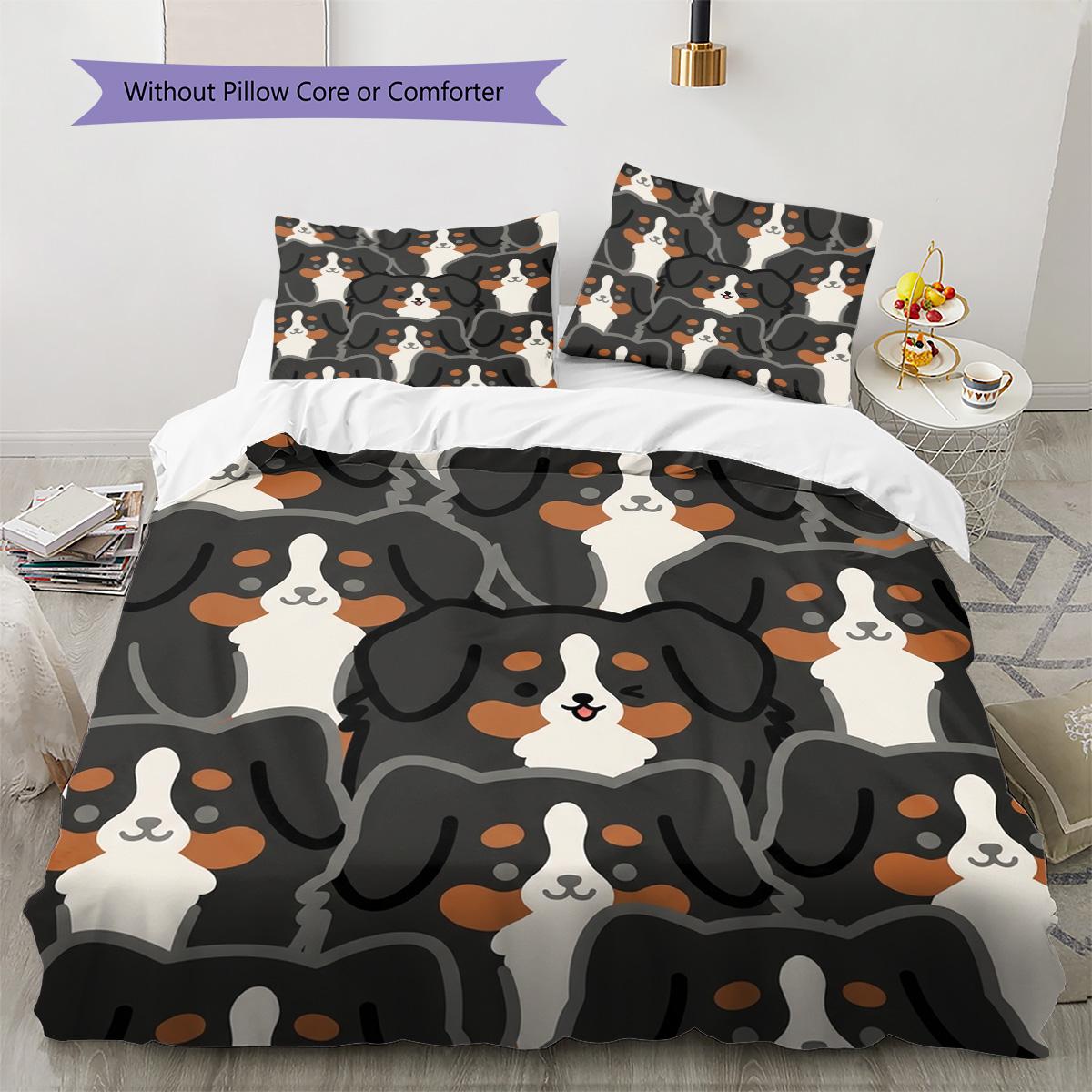 

bernese mountain dog Pattern Bedding Quilt Set Quilt Cover Pillowcase Home Decoration Birthday Gift (1 * duvet cover + 2 * pillowcase, without core) 135x200cm