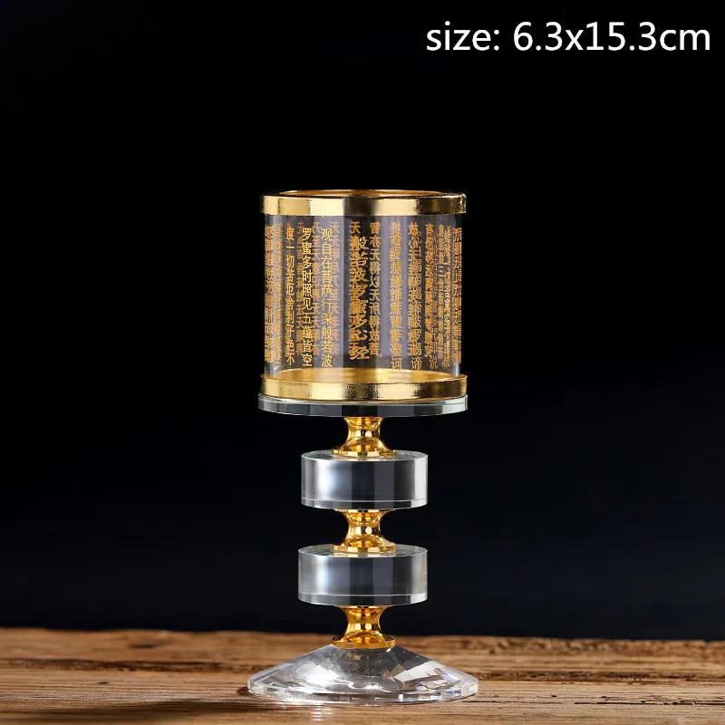 Buddhist Supplies Crystal Candle Holder Ornaments Windproof Lampshade Buddha Hall for The Buddha Candle Holders Decoration