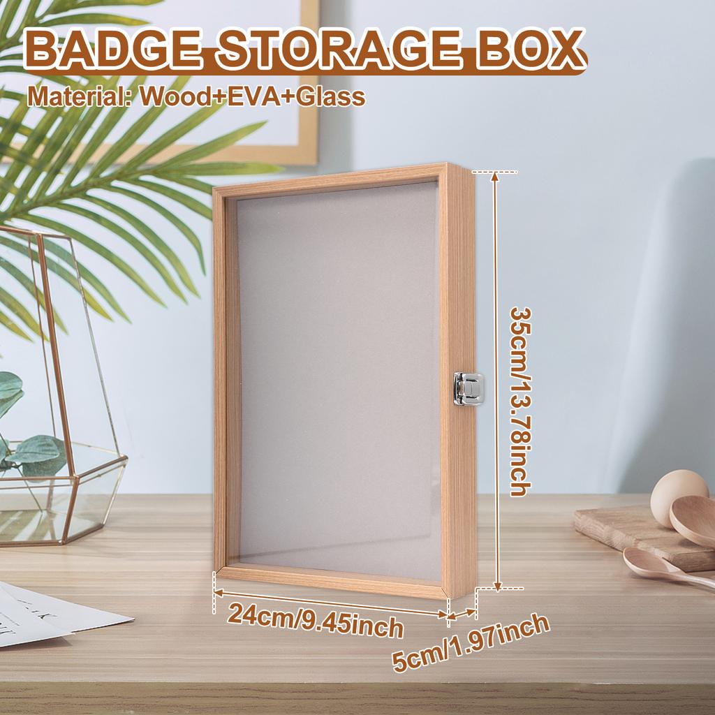 Pin Display Case Dustproof Badge Storage Box Enamel Pin Display Case with Clear Lid For Medal Jewelry Collection Display Frame