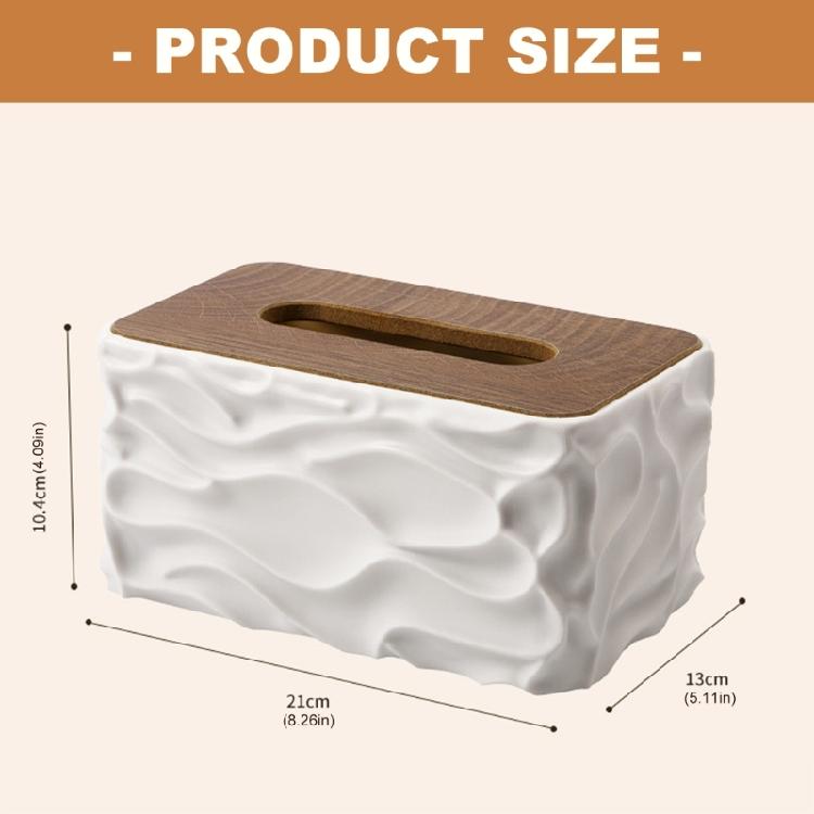 Modern Wood Finish Tissue Holder With Plastic Body And Waved Detail Multipurpose Tissue Dispenser For Any Interior Space