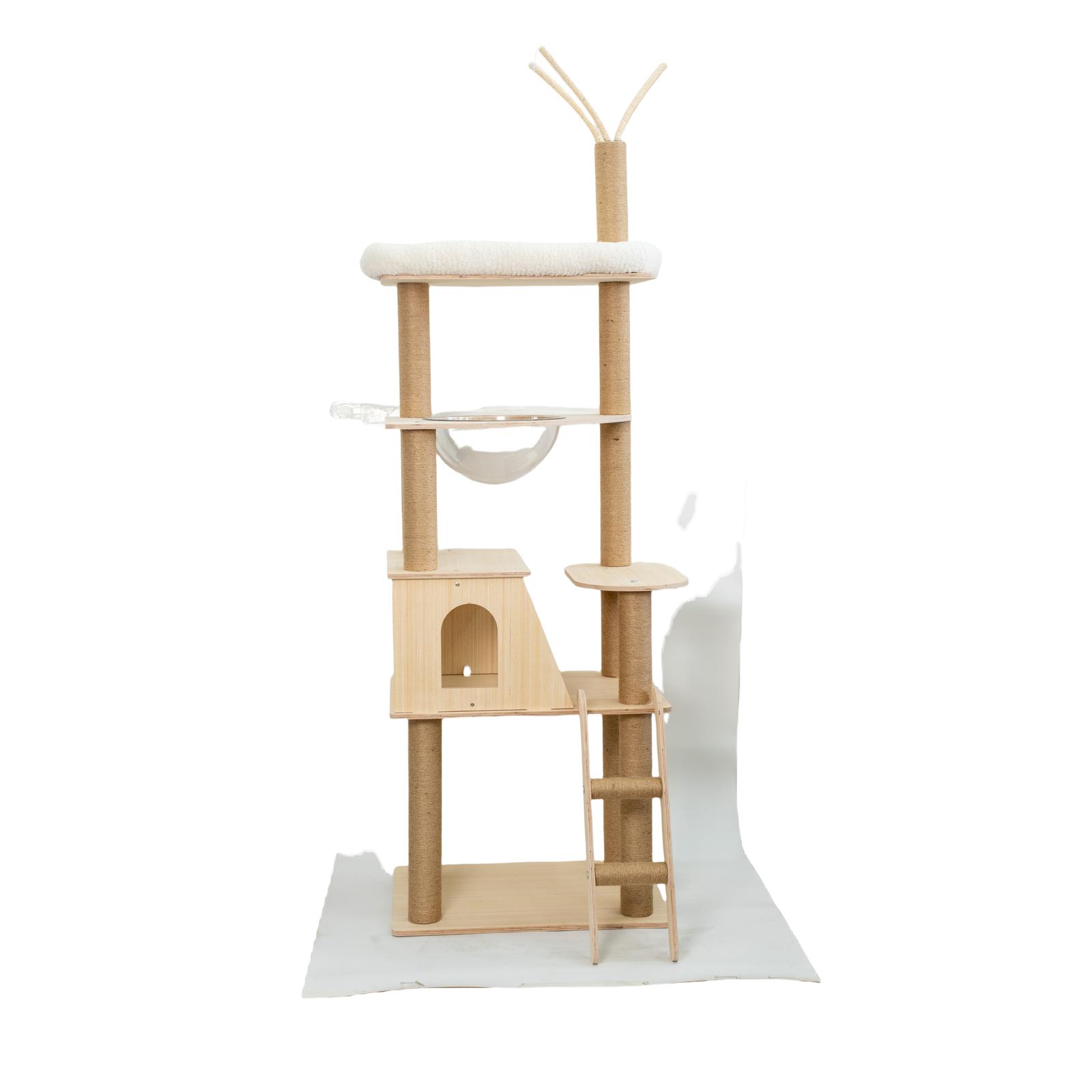 High Quality Large Multi-Level Cat Tree House Wooden Cat Climbing Tower with Sisal Scratching Post