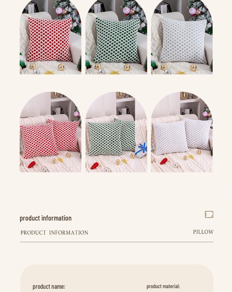 Diamond Check Jacquard Plush Christmas Pillowcase - Decorative Cushion Cover for Living Room, Bedroom, Sofa
