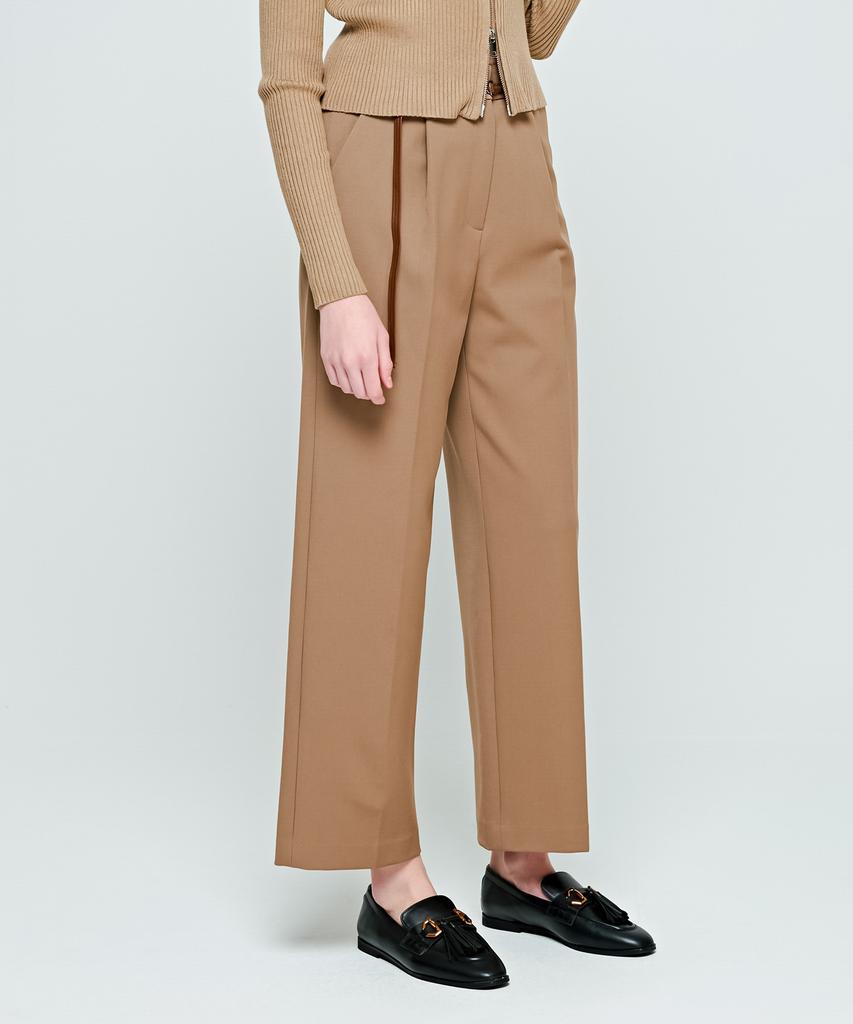 Depassion Belted Semi-Wide Slacks (Beige)