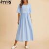 Women Solid Color Print Half Sleeve O Neck High Waist Casual Dress Lightweight Boho Chic Plus Size Fashion