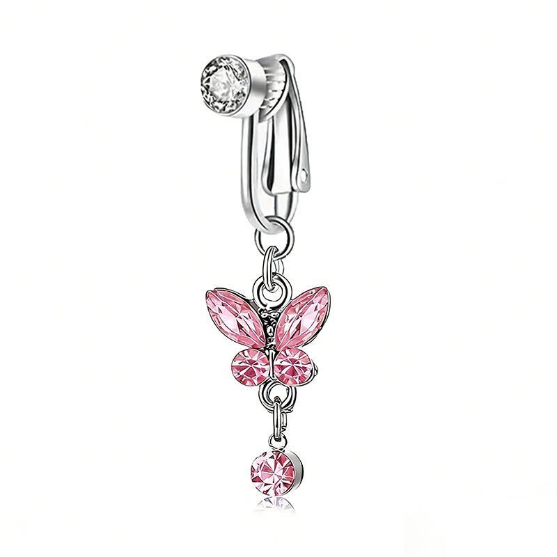 Fashion Butterfly Pentagram Non Perforated Navel Clip On Umbilical Navel Fake Pircing Zircon Cartilage Clip On Body Jewelry