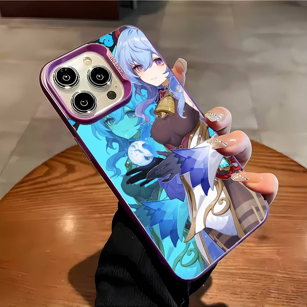 Ganyu Genshin Impact Phone Case For IPhone 17 16 15 14 13 12 11 Plus Pro Max Multicolor Aurora Laser Shockproof Funda Cover