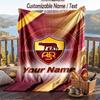 Flannel Blanket AS Roma Print Custom Name Text Soft Throw for Sofa Bed