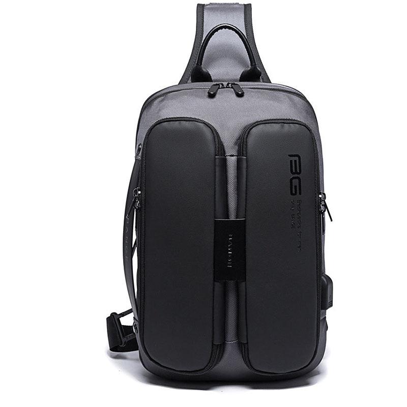 IELGY Pánská taška Lehká ležérní Oxfordská látka Všestranná USB Černá Módní Jednoramenní Zip