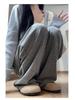 Petite 145 Women's High Waist Wide Leg Knit Pants - Spring/Autumn Casual Loose Fit, Straight Leg Glutinous Rice Sweatpants 150.