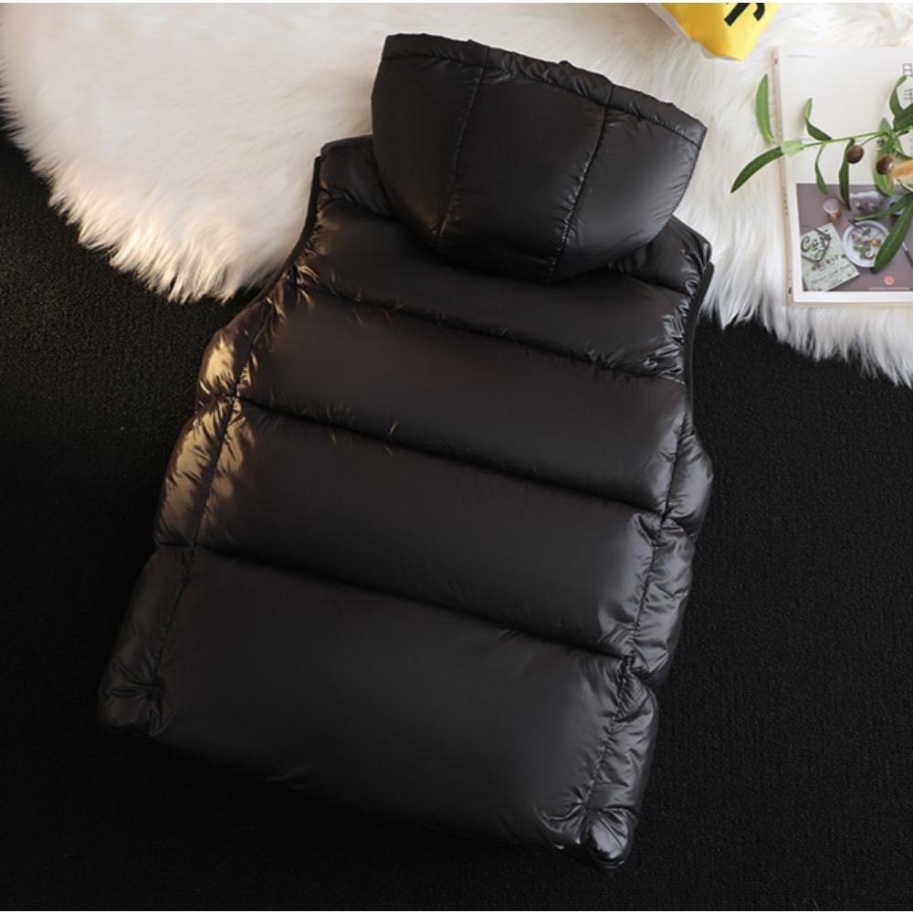 Black Gold Vest for Men In Winter, Thick and Cold Resistant, Wearing Down Cotton Vest, Loose Oversized Jacket
