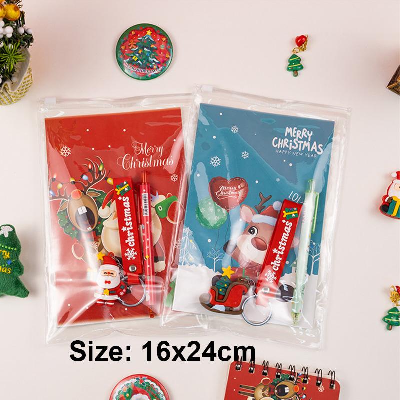 Children's Christmas Gift Prizes Christmas Stationery Set Party Favors Santa Deer Snowman Notebook Pencil Keychain Gift Pack