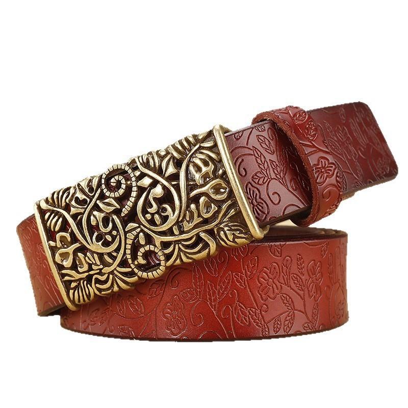 Classic Genuine Leather Womens Belt With Smooth Alloy Buckle For Fashion And Office Wear