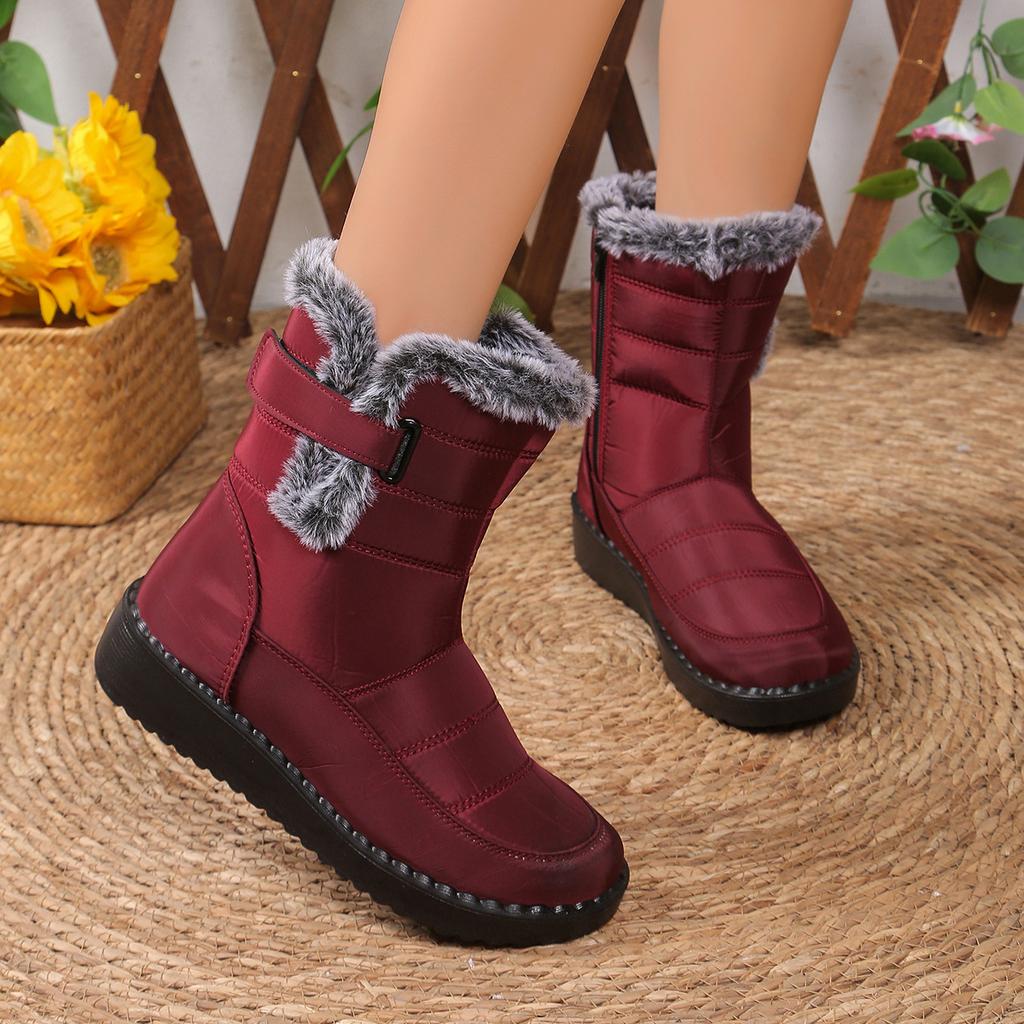 Winter Fleece and Thickened Snow Boots, Outdoor Warm Fleece Snow Cold-resistant and Comfortable Cotton Shoes