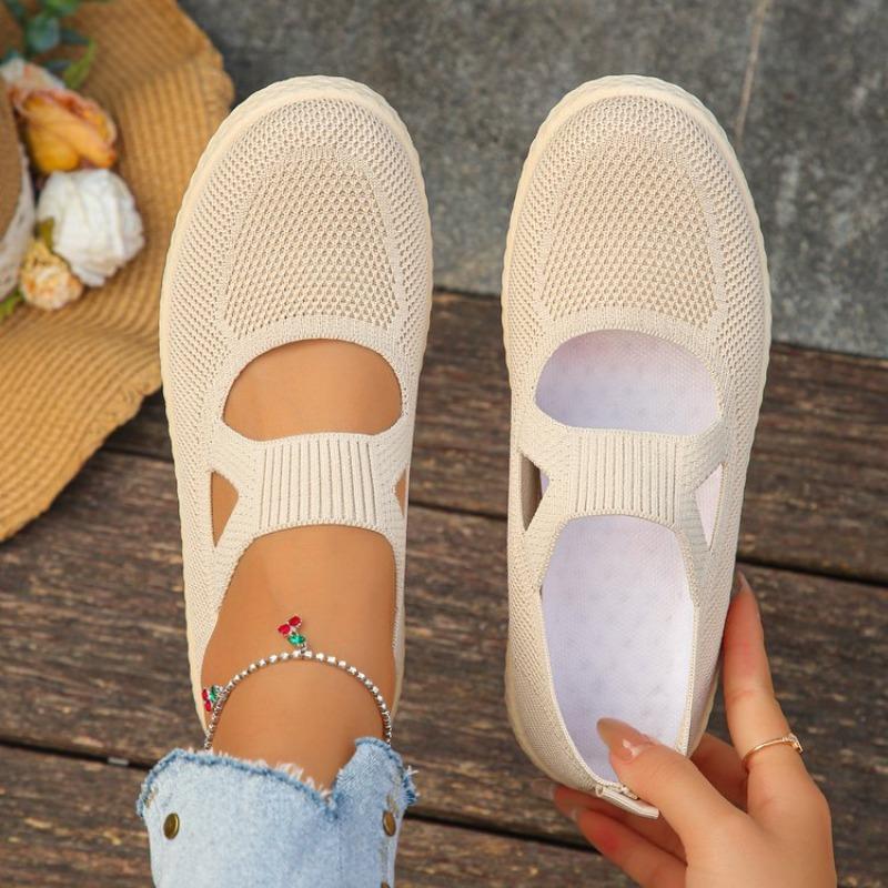 Fashion 2025 Summer New Knitted Flat Bottom Women's Single Shoe Fashionable Lightweight Single Shoes for Women Breathable Women Shoes