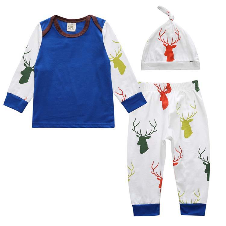 European Style Newborn Baby Outfit: Long Sleeve Top, PP Pants & Hat Set