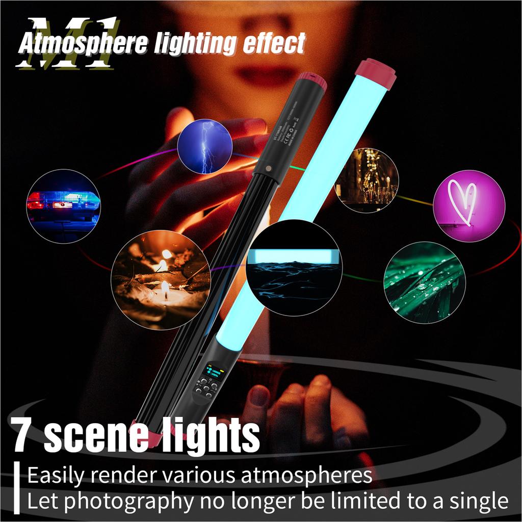 Professionelle RGB-Röhrenleuchte für die Fotografie - Tragbare Handheld-RGB-Röhrenleuchte LED-Lichtstab IPX8 5 Beleuchtungsmodi für Vlog Live-Streaming Produkt Po