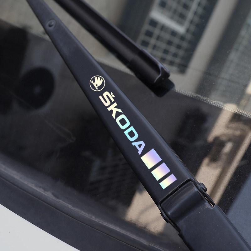 AAAJI1 4 Car Stickers, Window Wiper Decorative Stickers, Laser Waterproof, Suitable for Skoda Octavia Superb Rapid Kodiaya Kroya Fabia