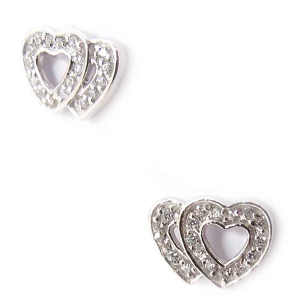 Les Trésors De Lily [J8646] - Silver Earrings 'Love' Silver White (rhodium-plated) - 11x8 Mm