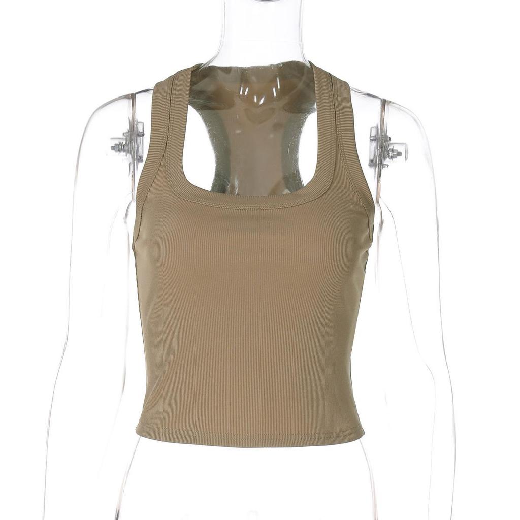 2025 Summer Women's Ribbed U-neck Bound Edge Sleeveless Slim Fit Vest