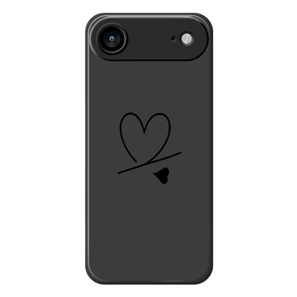 

For iPhone 17 Air Case Black Love Pattern Printing Straight Edge TPU Phone Back Cover Black