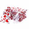 50/100Pcs Valentine's Day Wedding Party Gift Bags Love Heart Drawstring Organza Candy Cosmetic Jewelry Beads Packaging Pounches
