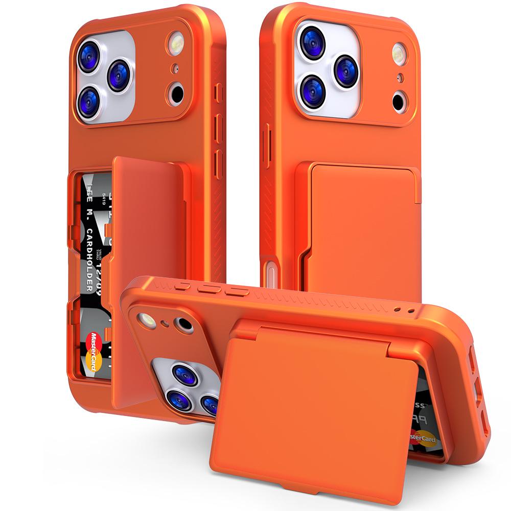 Apple 17 Pro Max Anti-Drop Mirror Stand Case with Side-Opening Card Holder