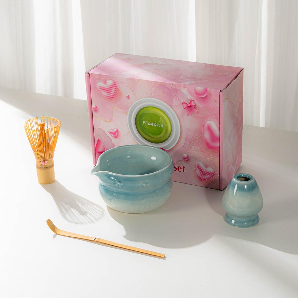 Japanese Matcha Set With Bow Pattern, Matcha Whisking Tools, Tea Set Accessories, Multiple Styles Available, Gift