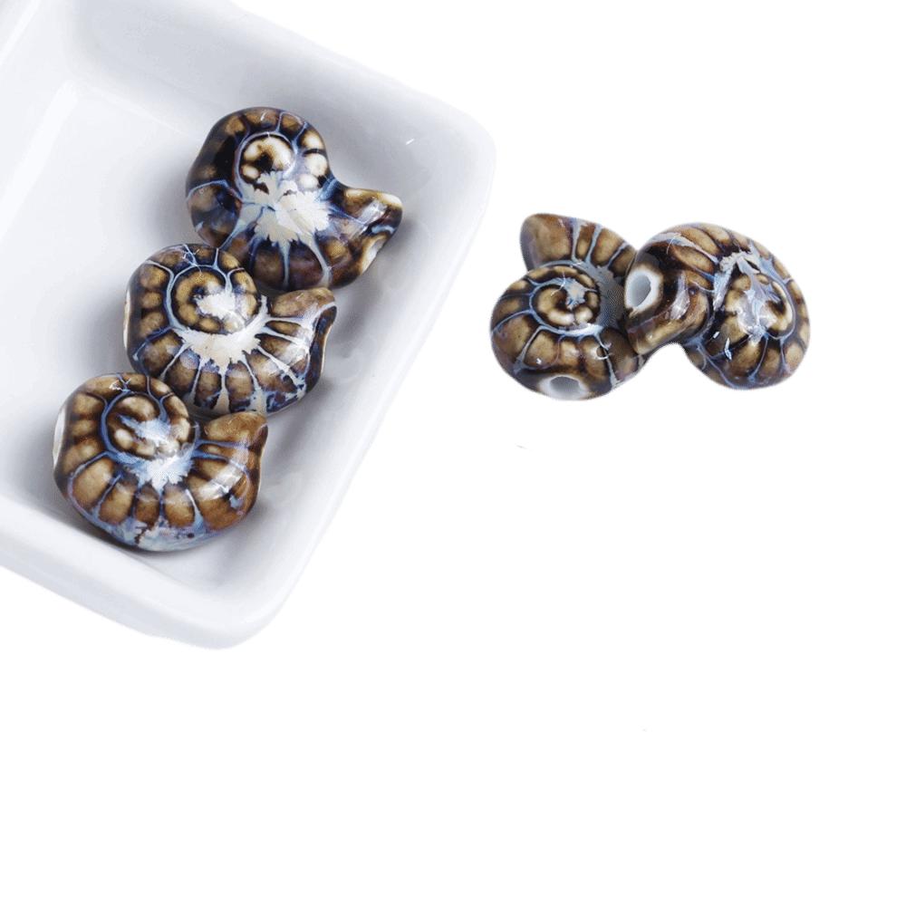 Glazed Snail Ceramic Beads Retro DIY Jewelry Making Pendant Conch Spacer Porcelain Beads Craft