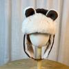 Japanese-style Winter Bear Ear Aviator Hat for Women, Cute and Versatile, Fleece-lined, Warm Ski Hat, Windproof Ear Protection Hat for Cycling