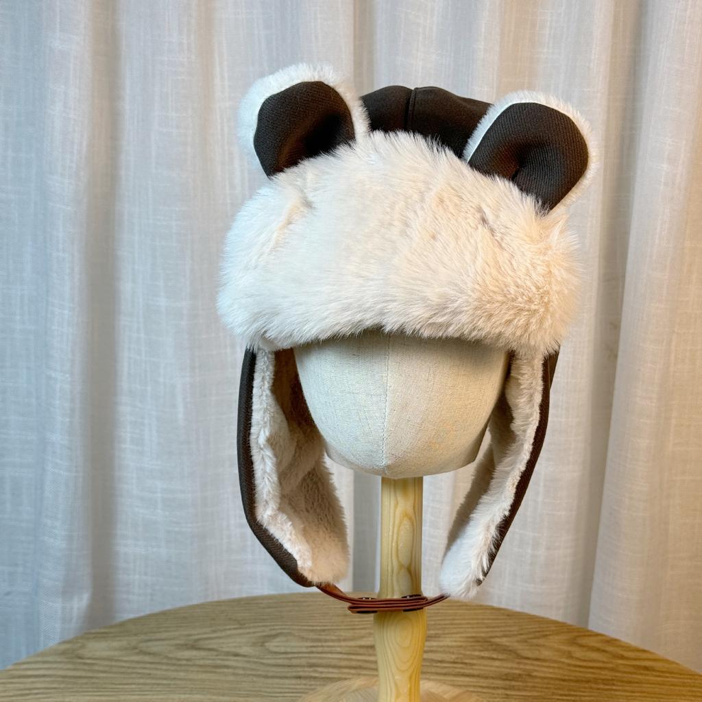 Japanese-style Winter Bear Ear Aviator Hat for Women, Cute and Versatile, Fleece-lined, Warm Ski Hat, Windproof Ear Protection Hat for Cycling
