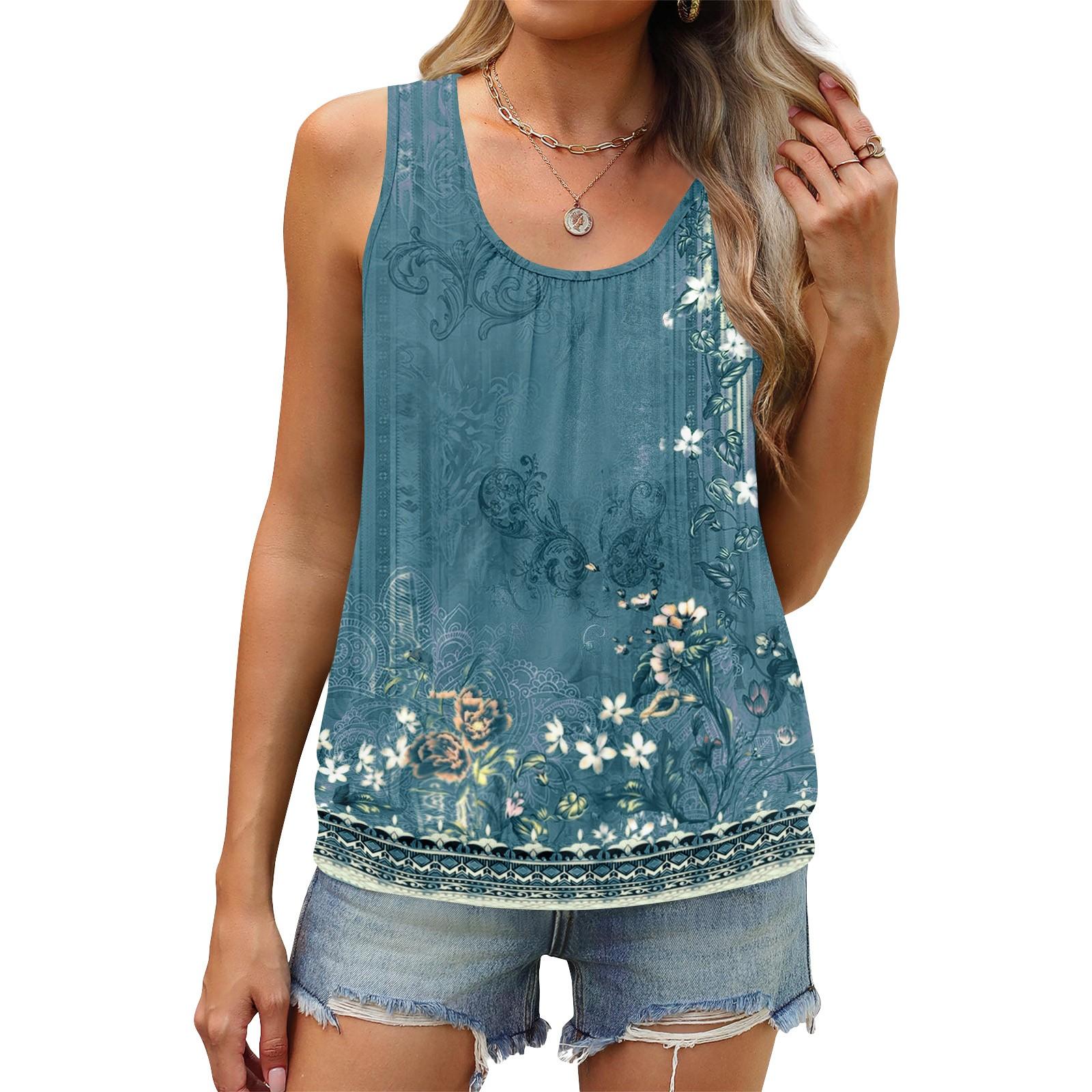 

Жіноча літня жилетка, вільна плісирована сорочка з круглим вирізом, повсякденний топ без рукавів XXXL