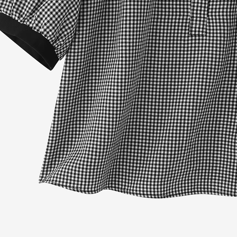 ZANZEA Women Casual Round Neck 3/4 Sleeve Grid Print Loose Blouse