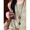 Sandalwood Gourd Heart Long Necklace - Retro Ethnic Style Women's Pendant and Sweater Chain