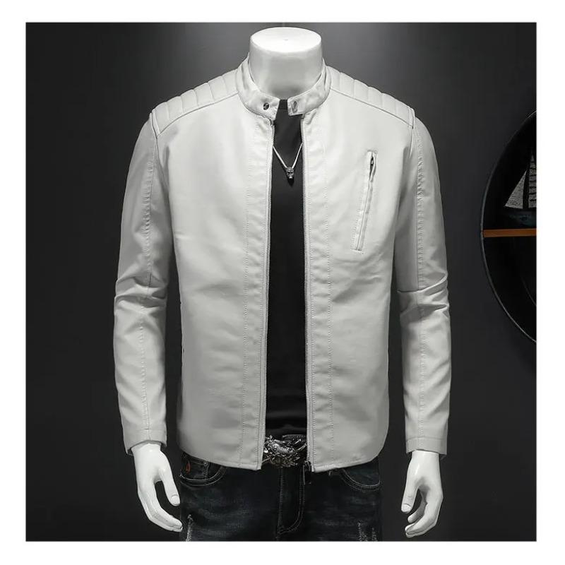 Herrenjacke Stehkragen Schlanke Jacke Herbstmode Herren Motorrad Lässiger Mantel Herren Moto Biker Mantel