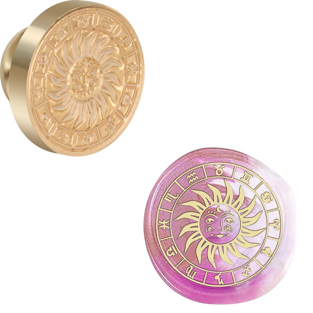 Moon and Sun Theme Wax Seal Stamp Head Auspicious Clouds Removable Sealing Brass Stamp Head Olny for Creative Gift Envelopes