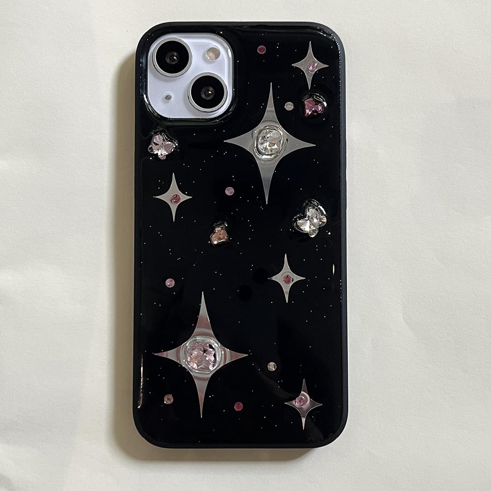 

Qianliyao 3D Rhinestone Star Phone Case For iPhone 17 16 15 14 13 12 11 Pro Max 14promax Black Soft Back Cover iPhone Air