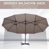Oval Parasol, Double Brown Parasol, 445x260cm, Cantilever Parasol with Crank, Parasol Stand, Garden and Market Parasol for Garden