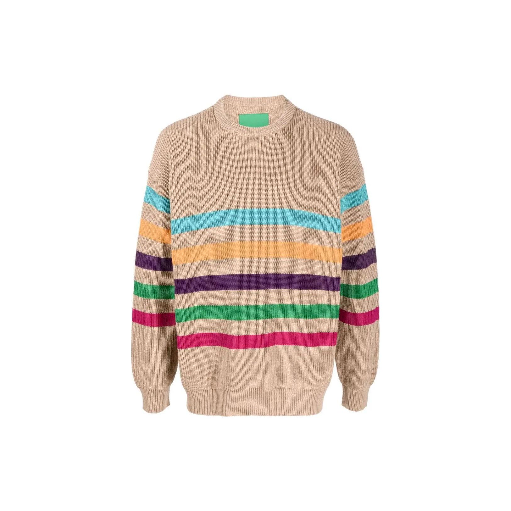 Emporio Armani Ss22 Colorful Striped Knit Sweater Men sweater Brown 3L1MZ2-1M7FZ-F408 L